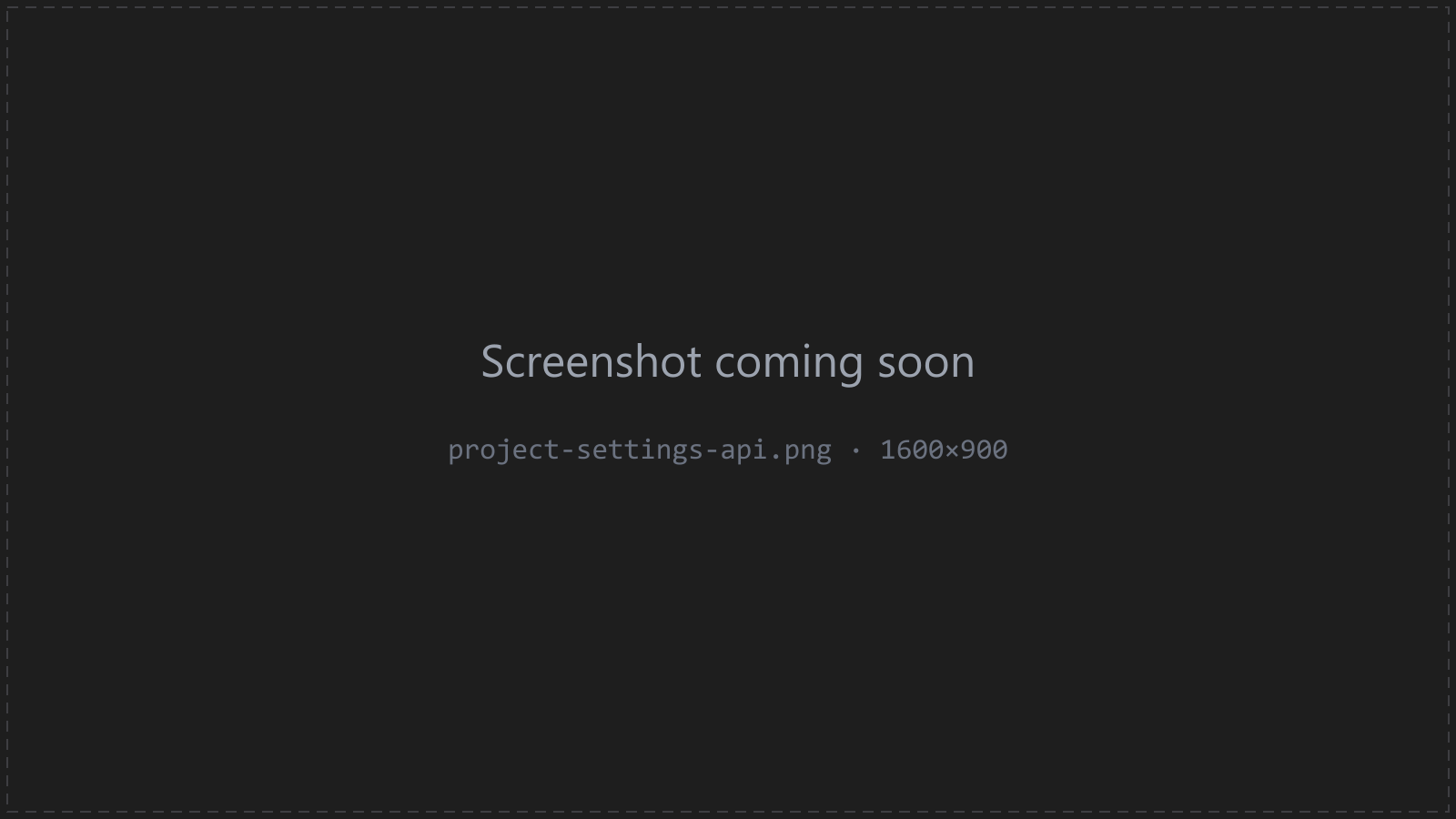 Project Settings, API Configuration card