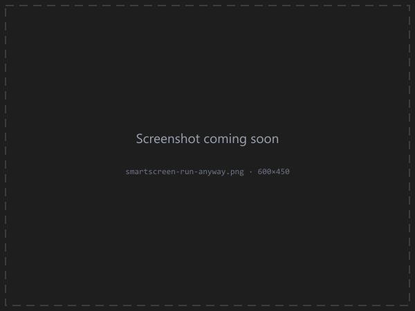 SmartScreen dialog: click Run anyway